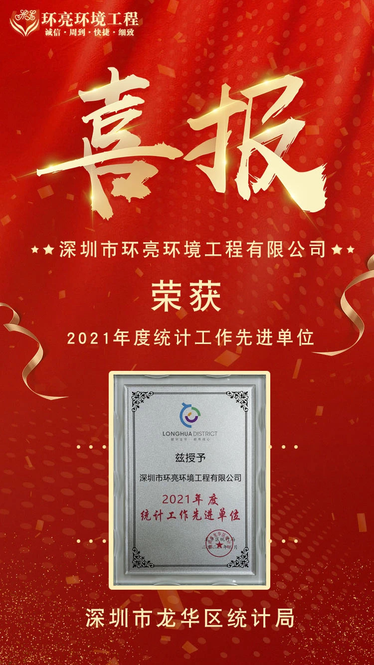 深圳市龙华区统计局授予的“2021年度统计工作先进单位”